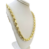 10K Yellow Gold Rope Chain Necklace 8mm 22 Inch REAL 10kt Diamond Cuts Men's