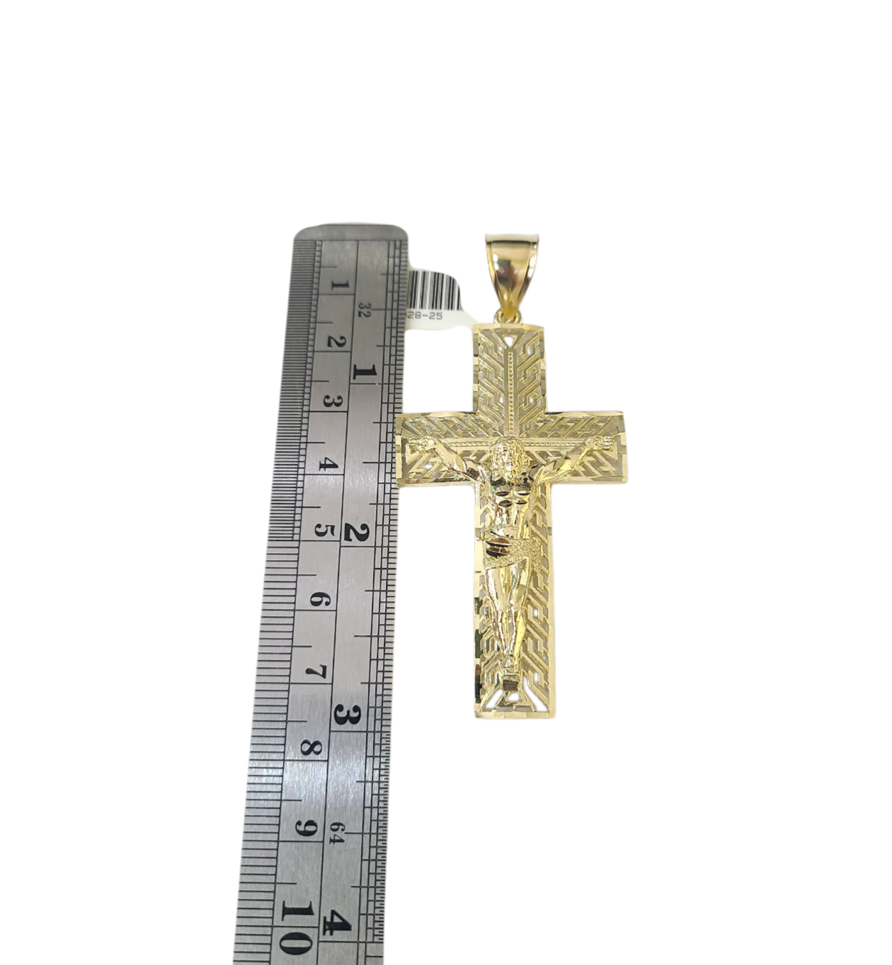 10k Yellow Gold Cuban Curb Chain Holy Cross Pendant SET Charm 8mm Necklace Men