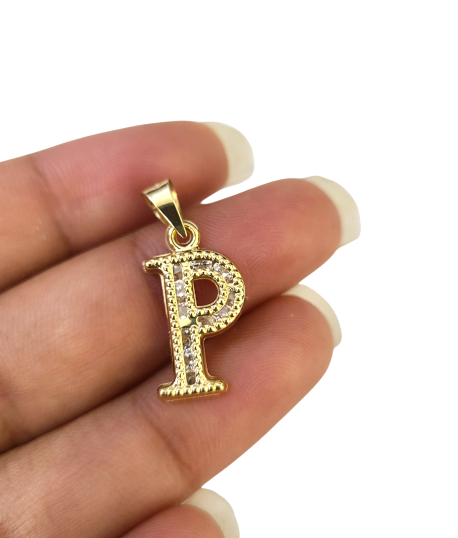 10k 2.5mm Rope Chain P Initial Alphabet Pendant 16"-28" Gold Set Charm Necklace