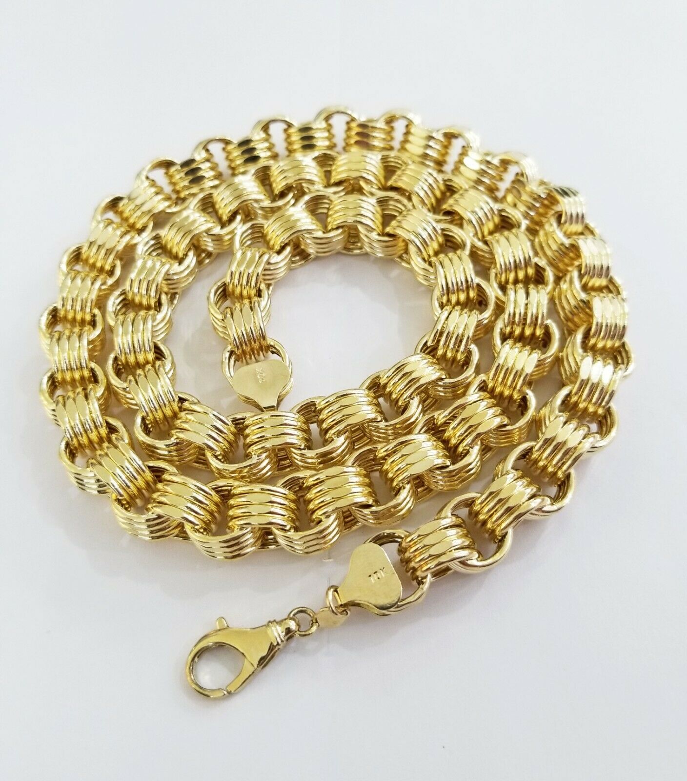 Real 10k Gold Byzantine Chain 11mm 26" Inch Men's yellow gold necklace 10kt