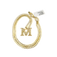 10k Gold Cuban Curb Chain Necklace M Initial Alphabet Pendant Charm 3mm Necklace