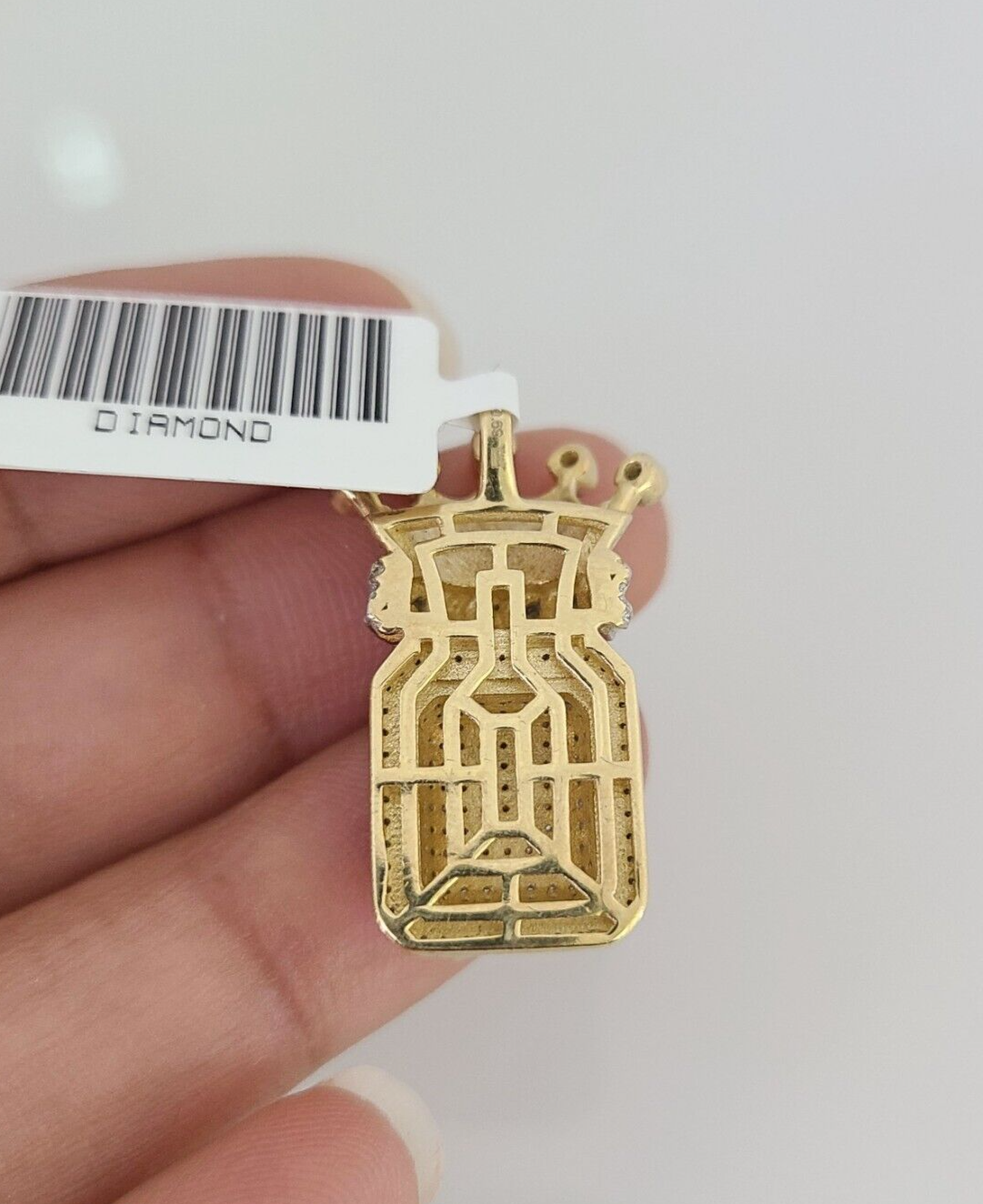 10k Yellow Gold Diamond Crown King Charm Real 10Kt Pendant Natural Genuine