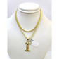 Real 10k Gold Franco Chain Pendant Necklace I Initial Charm SET 2.5mm 16"-26"