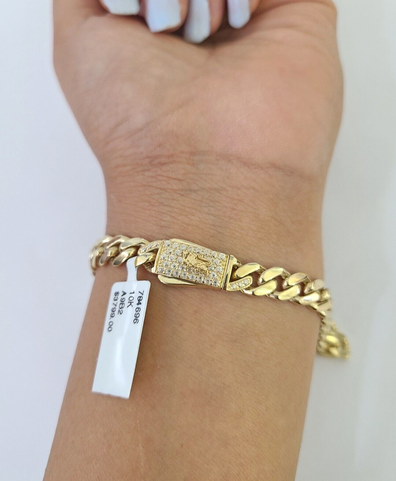 Real 10K Gold Royal Monaco Bracelet 8" Box Clasp 7mm Genuine Unisex