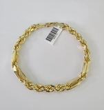 Real 10k Bracelet Milano Rope Yellow Gold 7mm 9 Inch Diamond Cuts 10KT Gold