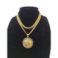 10K Yellow Gold Miami Cuban Link Chain Set World Map Charm Pendant 4.5mm 18-28"