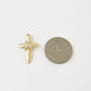 10K Yellow Gold Franco Chain Jesus CZ Stone Cross Pendant 1mm 16 18 20 22 Women
