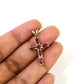 10K Yellow Gold Franco Chain Red CZ Cross Pendant Necklace 1mm 16 18 20 22 Women