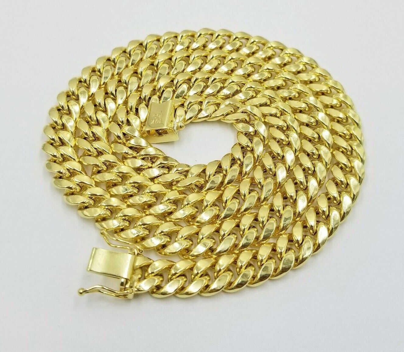 8mm Miami cuban Link chain Necklace 26" Inch length Real 10k Yellow Gold 10 KT