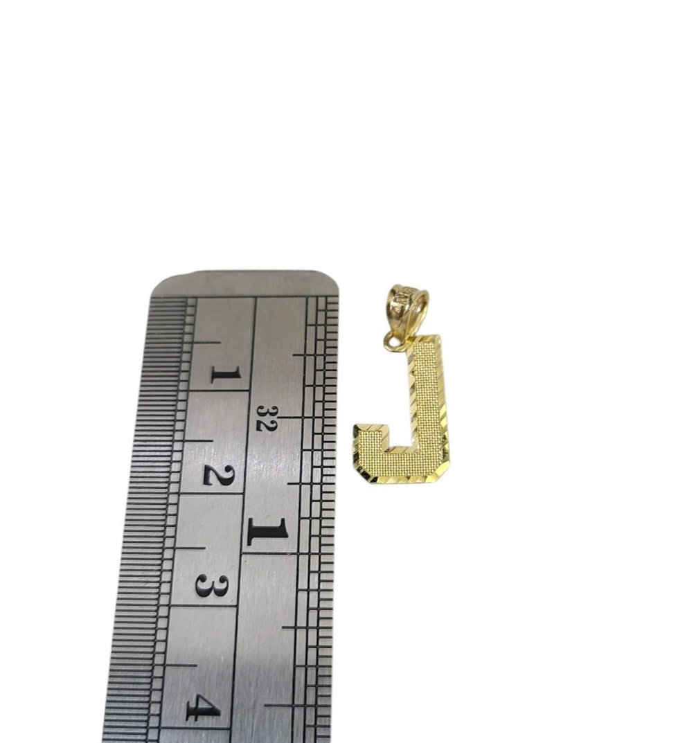 10K Real Yellow Gold Initial Letter Charm Pendant A–Z Alphabet Men Women