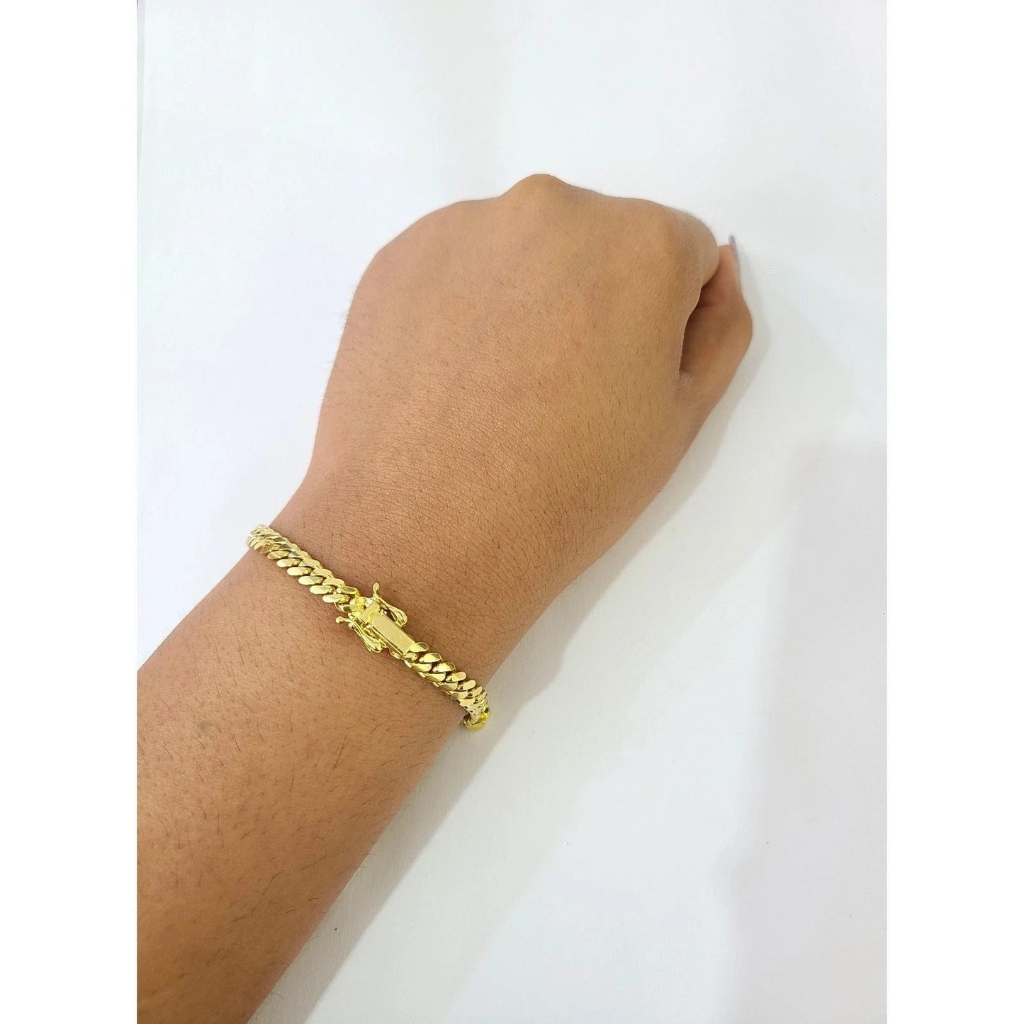 10k Solid Gold Miami Cuban Chain Bracelet Set 5mm Men Women Necklace Real