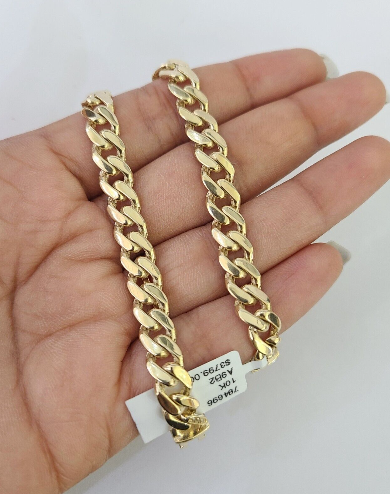 Real 10K Gold Royal Monaco Bracelet 8" Box Clasp 7mm Genuine Unisex