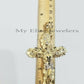REAL 10K Yellow Gold Cross Pendant Charm Men's Jesus Crucifix 3.5" Free Shape Big