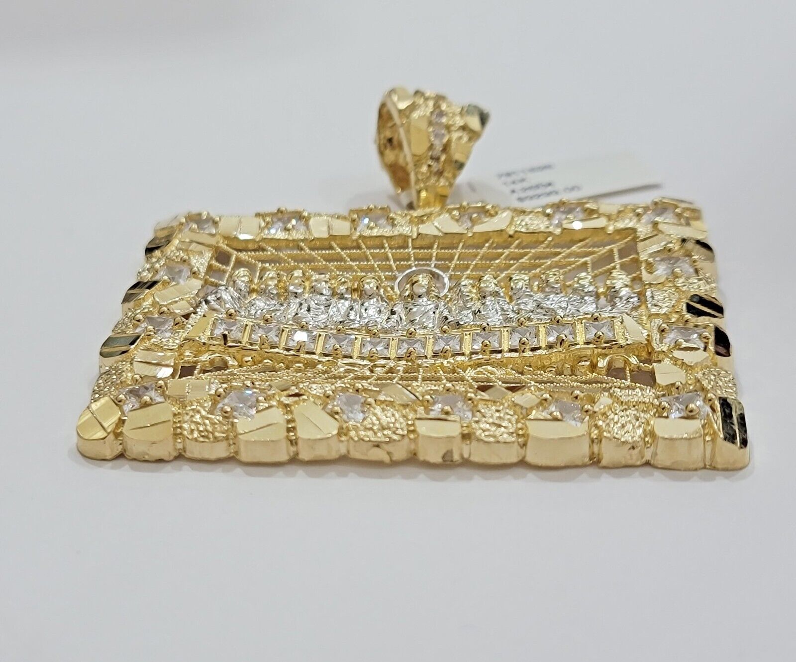 Men's Real 14k Yellow Gold Pendant Nugget Last Supper Charm Medallion 2" 14kt