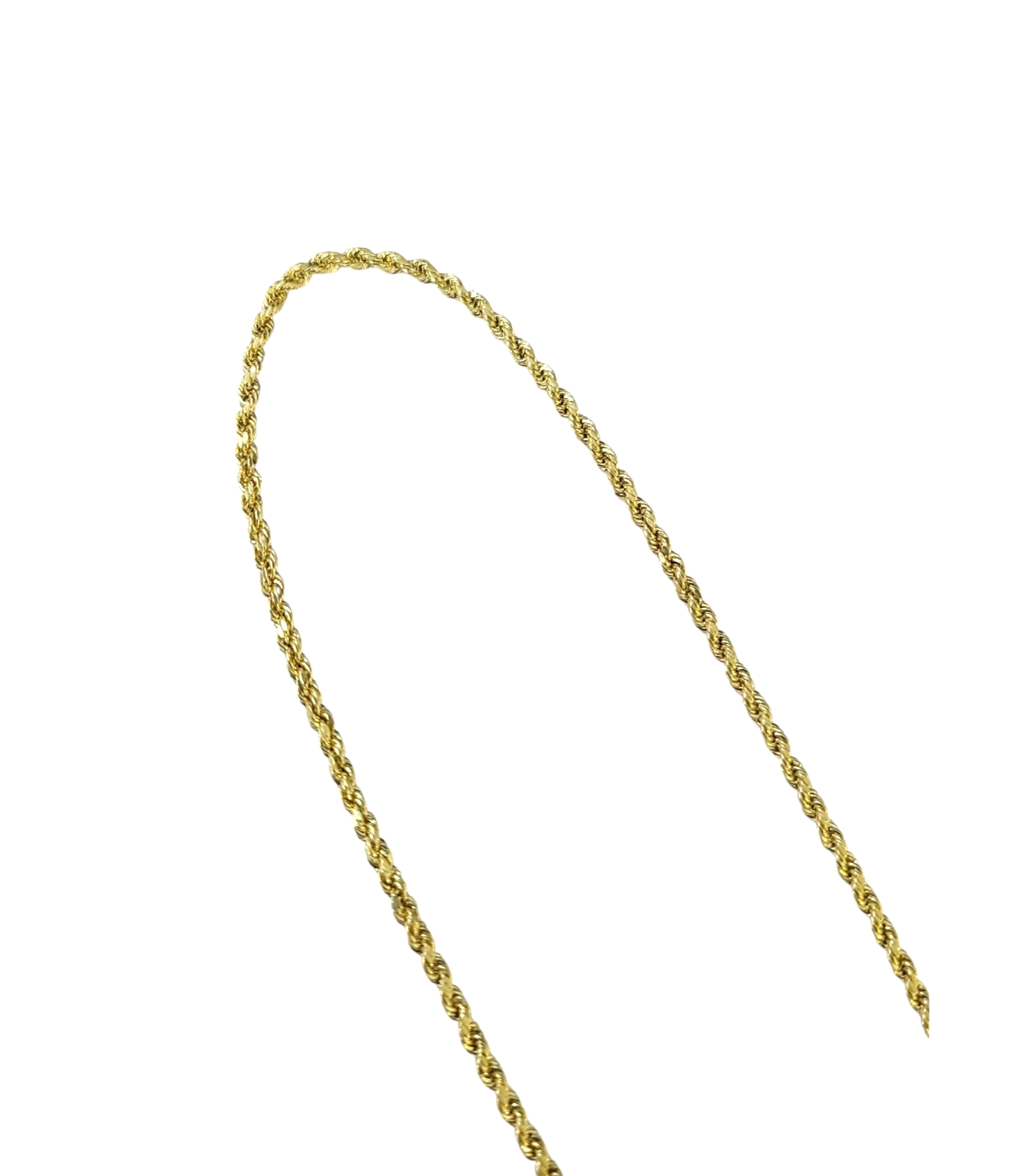 10K Yellow Gold Rope Chain Necklace 2mm 22 Inch REAL 10kt Diamond Cuts Womens
