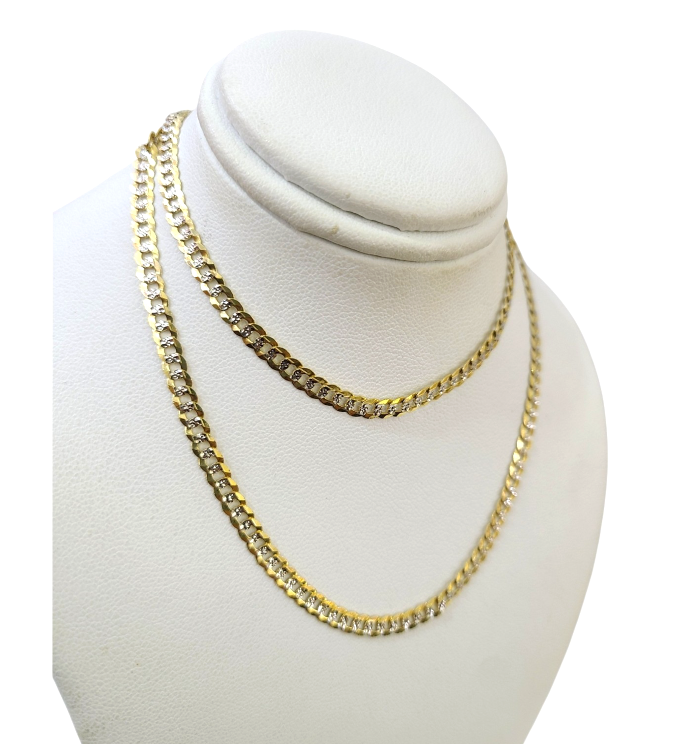 10k Yellow Gold Necklace Cuban Curb Chain 4mm 18"-28" inch Diamond Cuts 10kt