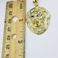 Mens 10k Solid Yellow Gold Roaring King Lion Head Charm Pendant Diamond Cut Real