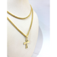 Real 10k Gold Cross Charm Pendant Franco Chain Necklace SET 2.5mm 16"-26"