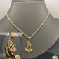 10k Yellow Gold Rope Chain  26" Praying Hand Charm Cross Pendant