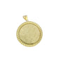 10K Gold Photo Frame Pendant Charm Round Rope Edge Mens Diamond Cut Style