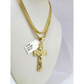 Real 10k Gold Franco Necklace Chain Nugget Cross Charm 2.5mm 18"-26" Pendant SET