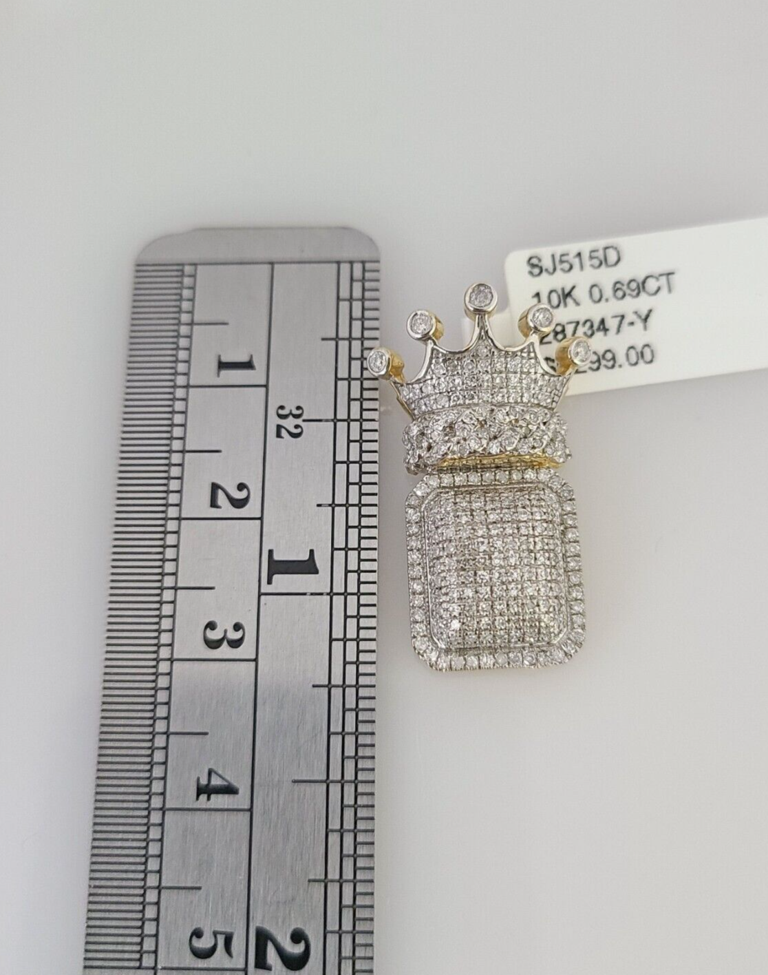 10k Yellow Gold Diamond Crown King Charm Real 10Kt Pendant Natural Genuine