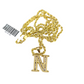 10k 2.5mm Rope Chain N Initial Alphabet Pendant 16"-28" Gold Set Charm Necklace