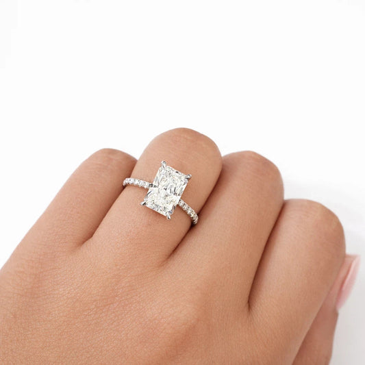 Real 14k Yellow Gold White Diamond Ring Square Lab Diamond Mens Genuine