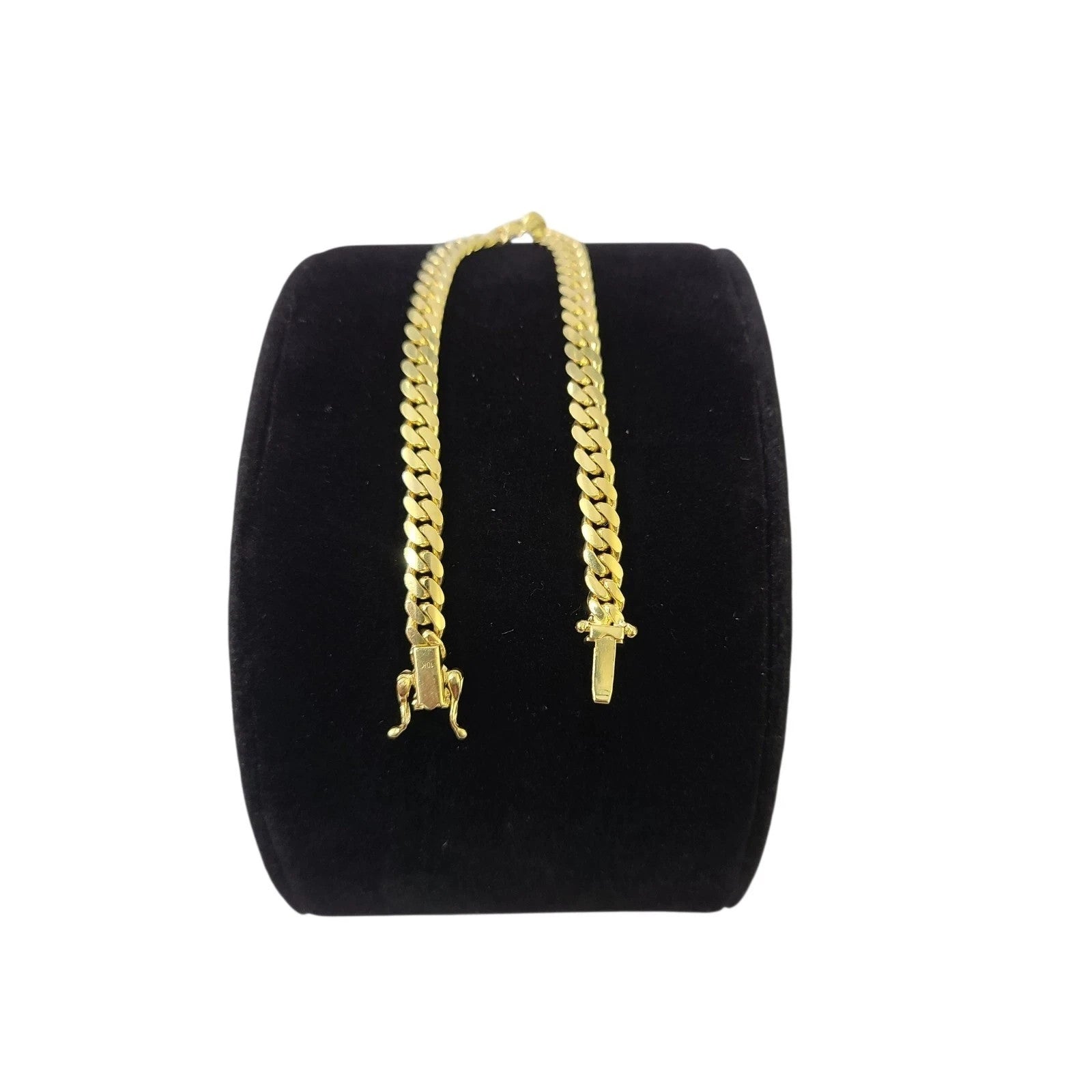 10k Solid Gold Miami Cuban Chain Bracelet Set 5mm Men Women Necklace Real