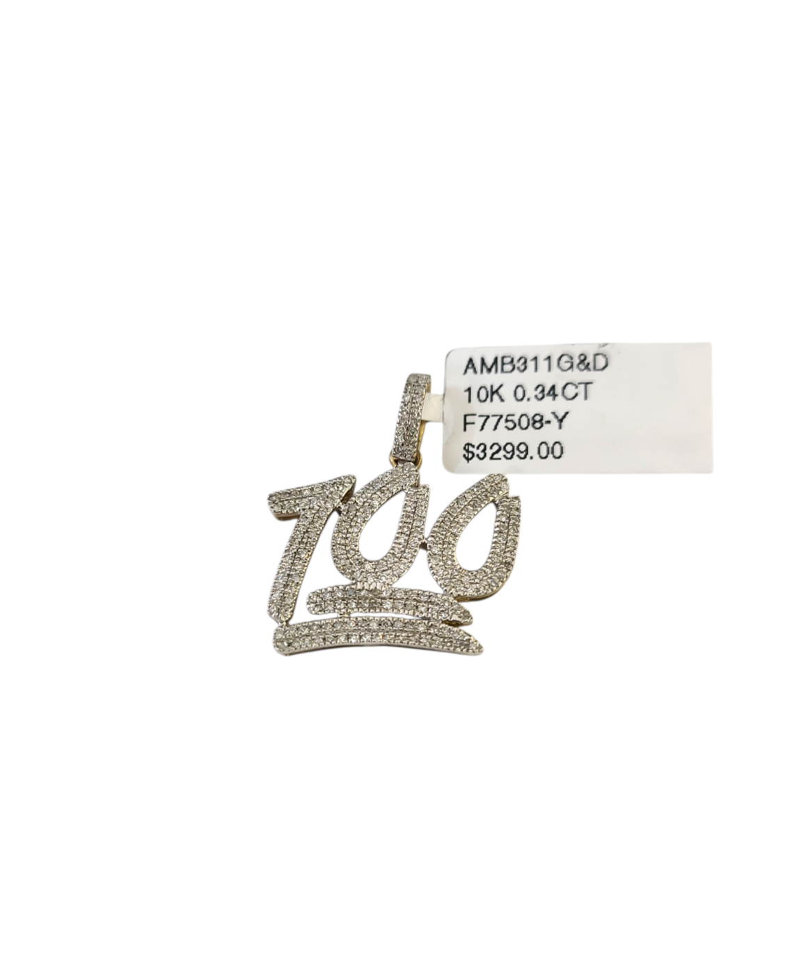 Real 10k Yellow Gold 100 Diamond Charm Pendant 1'' inch Genuine 10kt