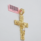 14k Yellow Gold Cross Nugget Pendant Jesus Crucifix 2 Inch 14kt Charm Men's REAL
