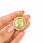 10K Yellow Gold Round World Map Pendant Globe Charm 1.5" Unisex Jewelry