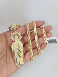 10k Gold Milano Rope Chain Saint Jude Charm 6mm Set 20"-26'' Inches Necklace
