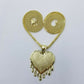 Real 10k Yellow Gold Charm Pendant Dripping heart with Franco Chain 22" 2mm
