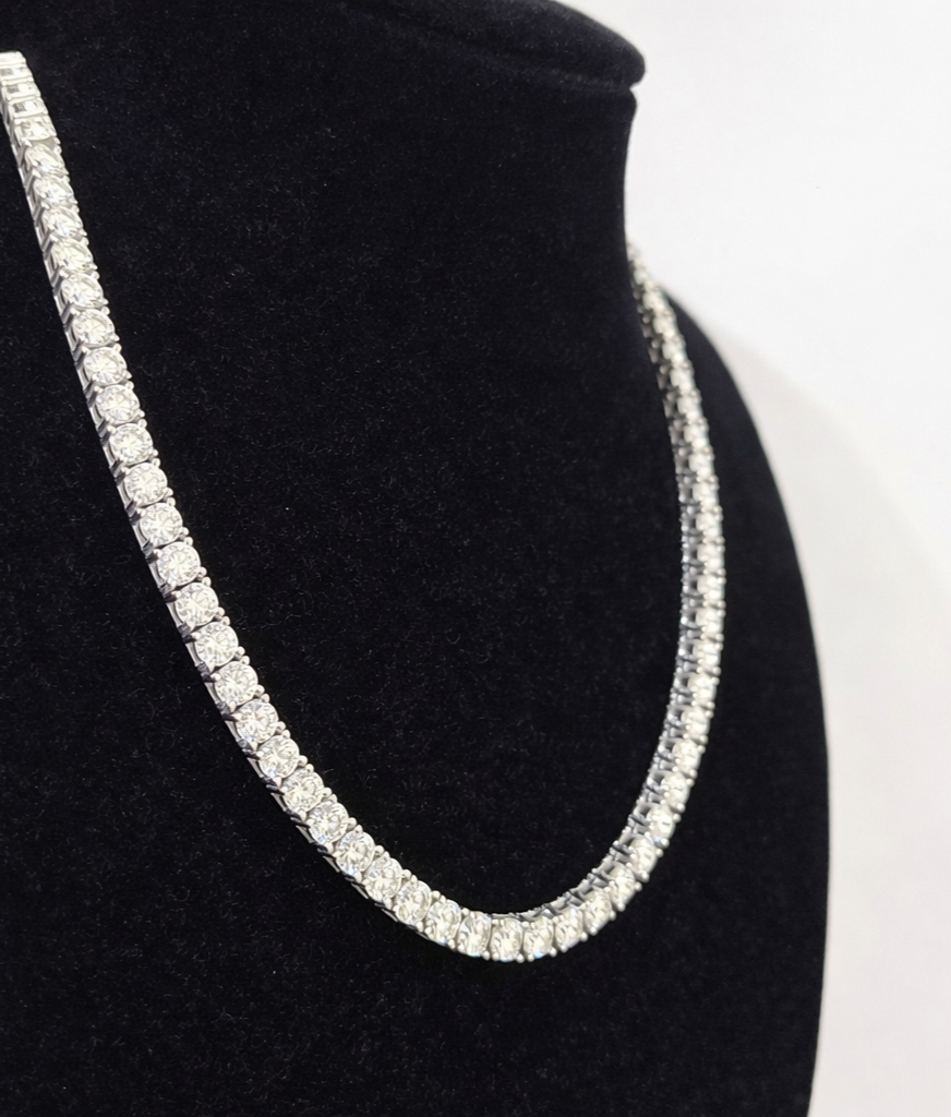 Real 925 Silver Moissanite Tennis Necklace Chain 22 Inch 4mm Women Men