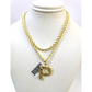 Real 10k Rope Chain P Initial Charm 3mm 18"-28" Necklace Nugget Set Pendant Gold