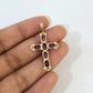 10K Yellow Gold 3mm Rope Chain Purple CZ Cross Pendant Necklace Set 18"-28"