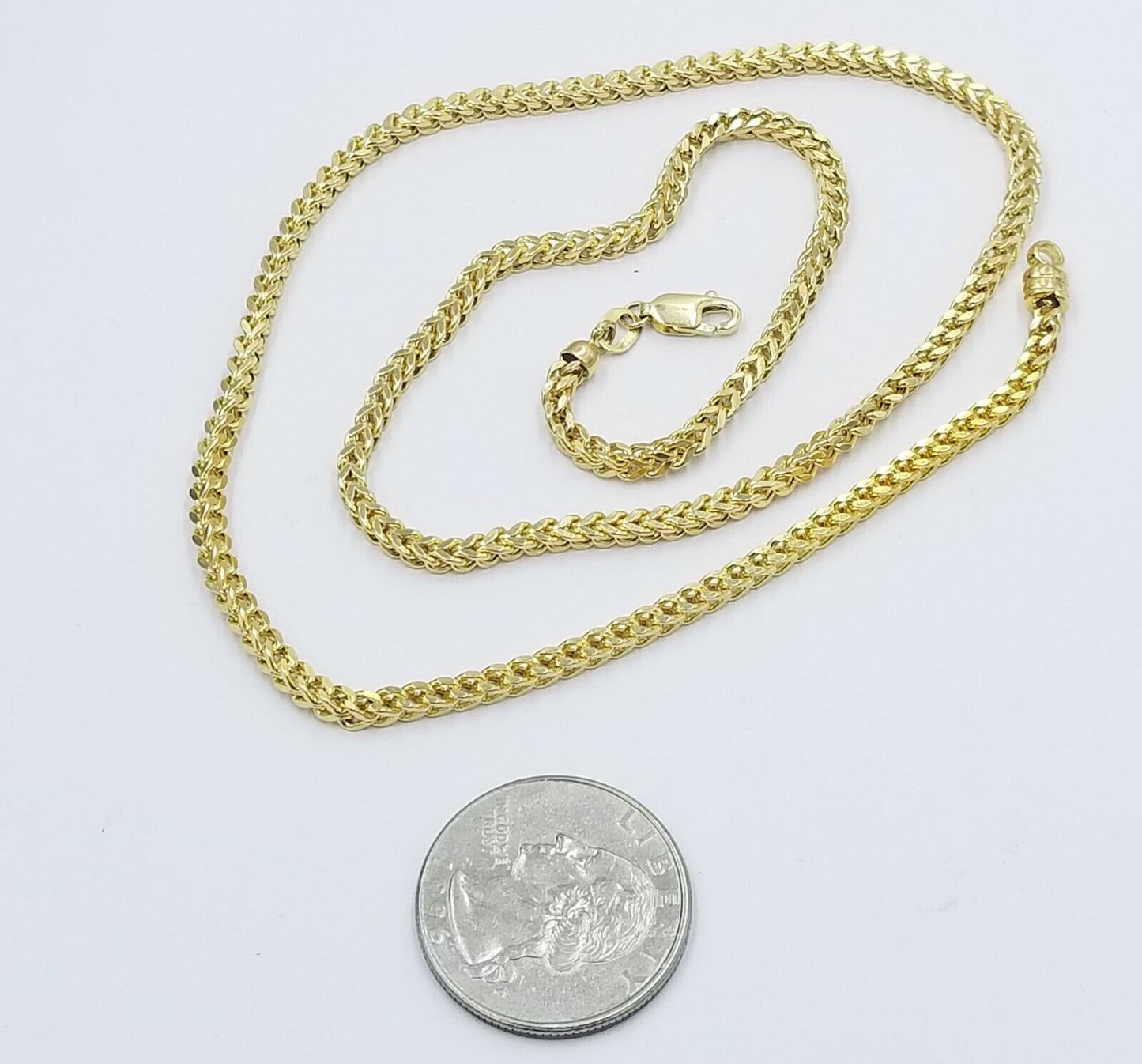 Real 10k Yellow Franco Necklace 3mm Chain Lobster Clasp 18" -26" Men Women Rope