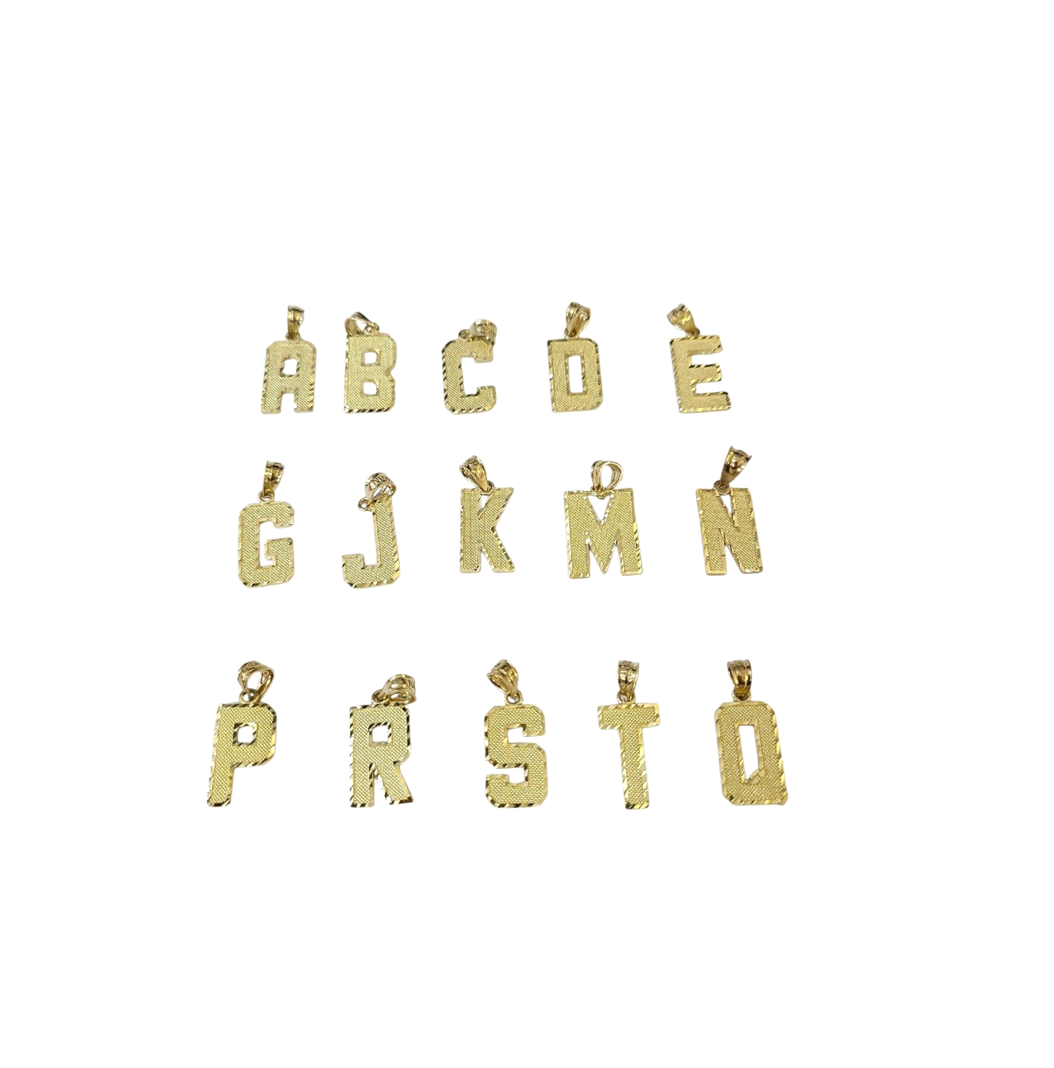 10K Real Yellow Gold Initial Letter Charm Pendant A–Z Alphabet Men Women