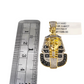 Real 10k Yellow Gold Pharoah Head Charm Pendant Black White Diamonds Men's