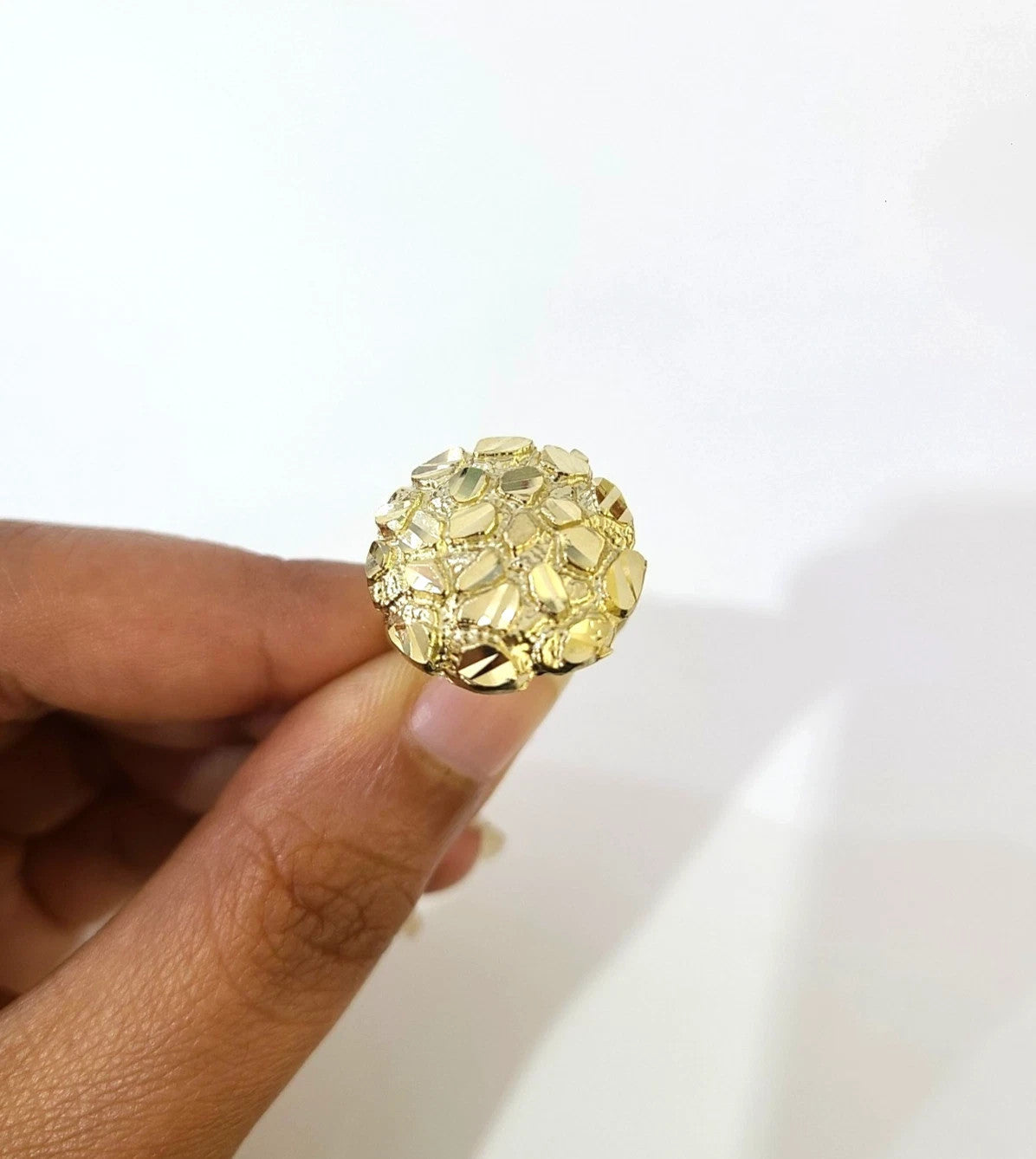 10K Gold Womens Nugget Cluster Ring Round Design Bold Statement Ladies Ring