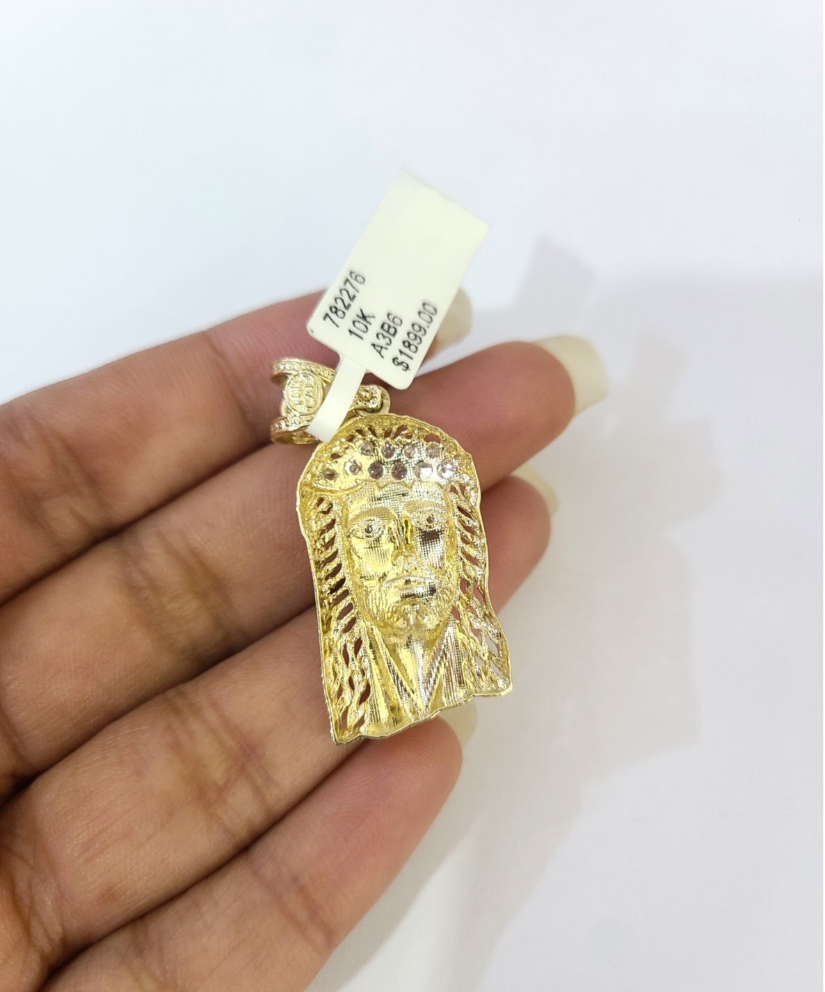 Real 10k Gold Franco Chain Christ Head Charm Pendant Necklace SET 2.5mm 18"-26"