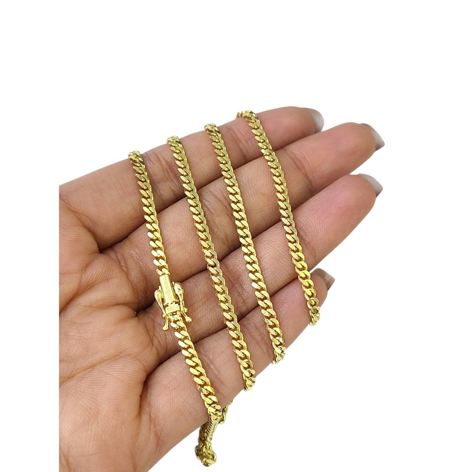 10K SOLID Gold Miami Cuban Link Chain 3mm 24" Inch Men Women Real Necklace