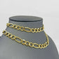 REAL 10k Gold SOLID Mens Necklace Figaro Link Chain 20"-30" 10kt Yellow Gold 7mm