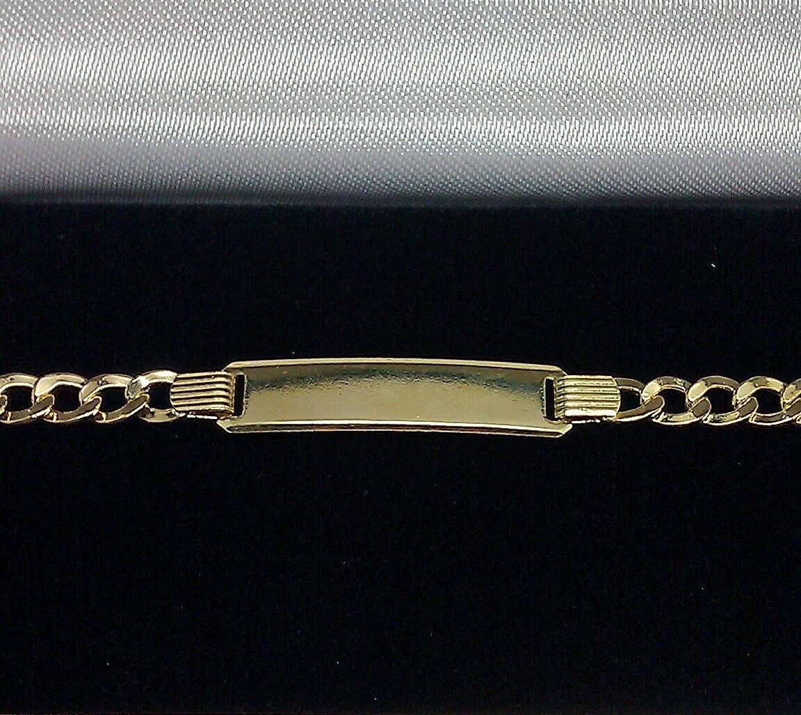 Gold Baby Bracelet 10k Real Gold 6 inch Cuban with ID Brand New