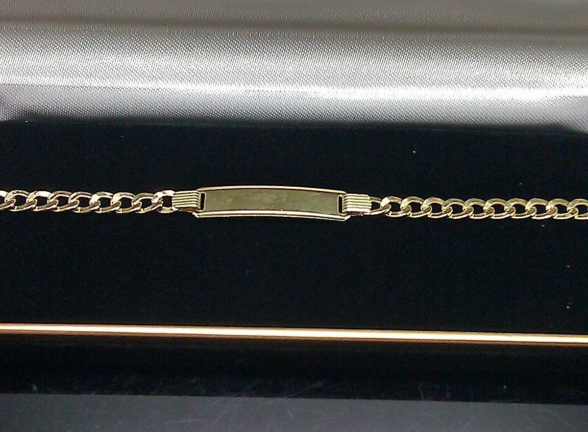 Gold Baby Bracelet 10k Real Gold 6 inch Cuban with ID Brand New